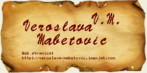 Veroslava Mabetović vizit kartica